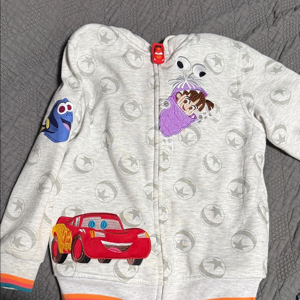 Disney Gray Kids Puffer Jacket with Character Patches